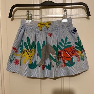 Striped Skirt with Animal Embroidery